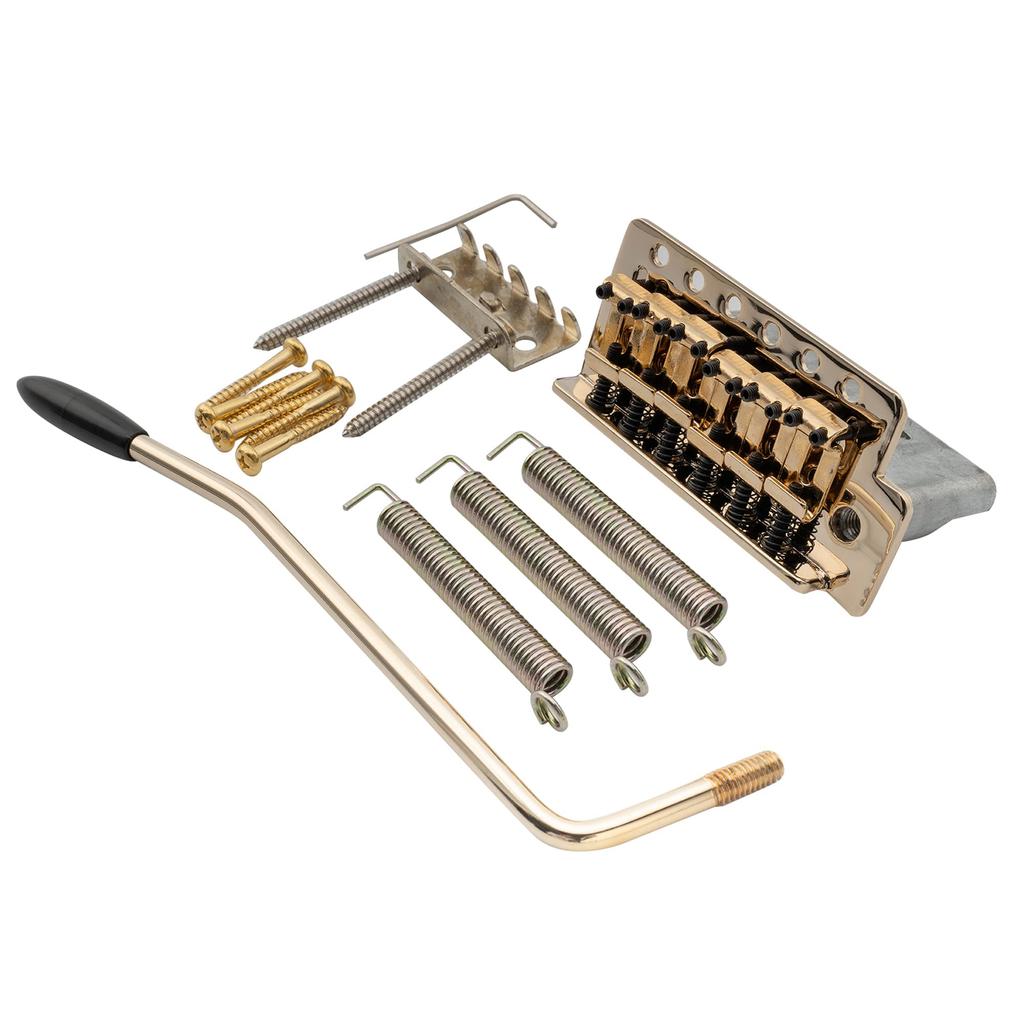 Musiclily Pro Vintage Tremolo Unit Bridge for 36mm Short Block Squier Strat Electric Gold 10.5mm 6-Point Guitar,