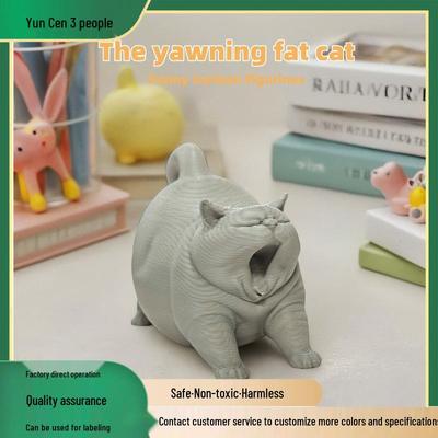 Gatto Sbadigliante Statuetta 3D - Ornamento Carino e di Tendenza