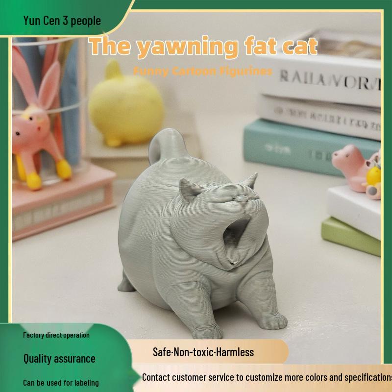 Yawning Cat 3D Figurine - Cute & Trendy Ornament