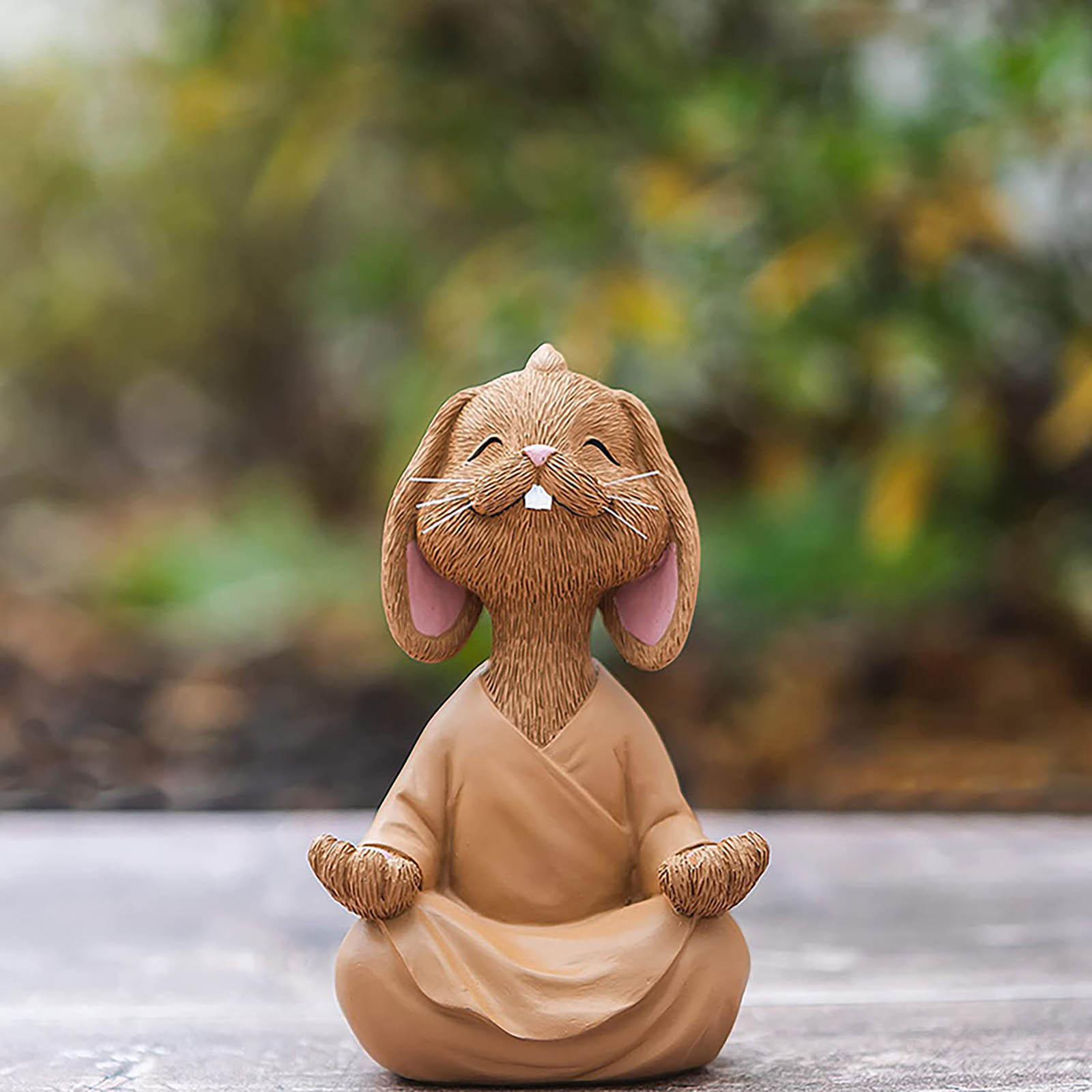 

Фигурка Интересное настольное украшение Водонепроницаемая декоративная Пасхальная Медитация Йога Счастливый кролик Фигурка Ручная работа Сад Домашнее украшение- One Size