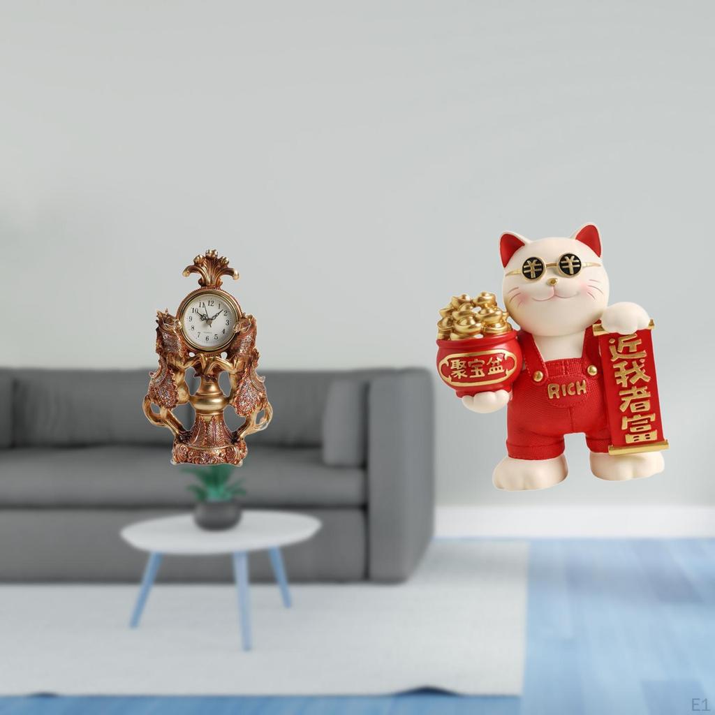 Elegant Animal Timekeeper Horse Clock Sculpture for Living Room Kitchen Desk Shelf Creative Feng