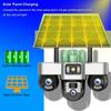 V380 PRO WiFi Solar Camera 3 PTZs Security Protection 15MP Home CCTV Cameras 3 Lens PIR Human Detection Outdoor Night Vision Surveillance