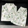Small Fresh Flower Letter Ice Silk Pajamas Women'S Summer High-End Short-Sleeved Loungewear