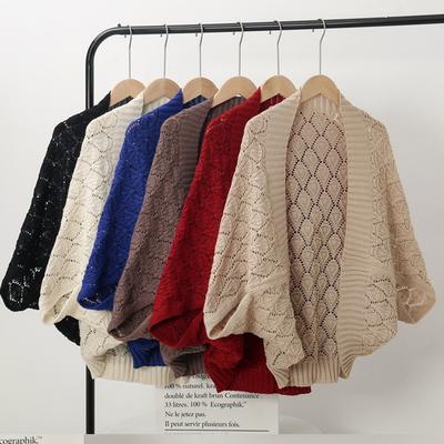 Multifunctional Cardigan Scarf Women Autumn Winter Windproof Warm Shawl Wrap Solid Color Hollow Out Knitted Wrap Scarves