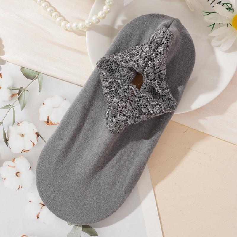 Women's Autumn Winter Thickened Warm Fleece Socks Lace Ankle Socks Non-slip Floor Socks