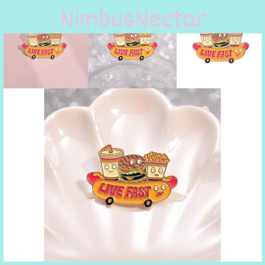 Cartoon Distinctive Food Brooch Stylishly Designed With Hamburger Fries And Hot Dog Elements