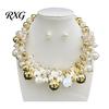 Chunky Faux Pearl Jewelry 1 Set Jewelry, Beaded Choker And Vintage Necklace Earrings, Metallic for Women Dinner Parties Wedding