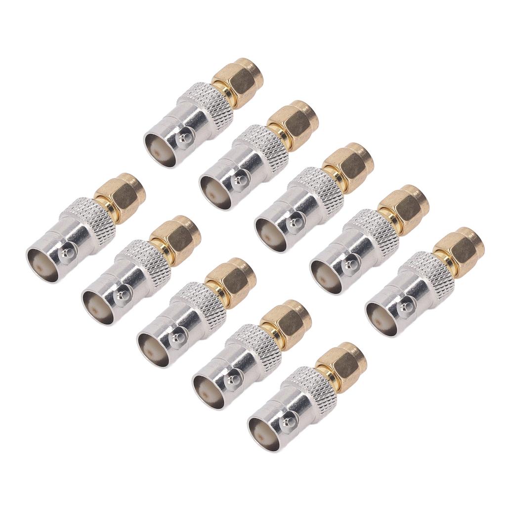 10Pcs RF Coaxial Cable Adapter BNC Female To SMA Male Coax Line Connector Set Kit