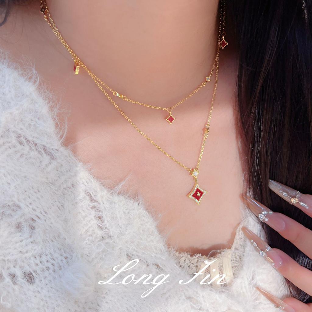 Retro Light Luxury Flash Star Series Red Bracelet Necklace Earrings Star Stacking Live Broadcast Special