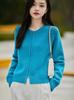 Women's Round Neck Double Zipper Wool Knit Cardigan - Autumn/Winter Fashionable Loose Design.