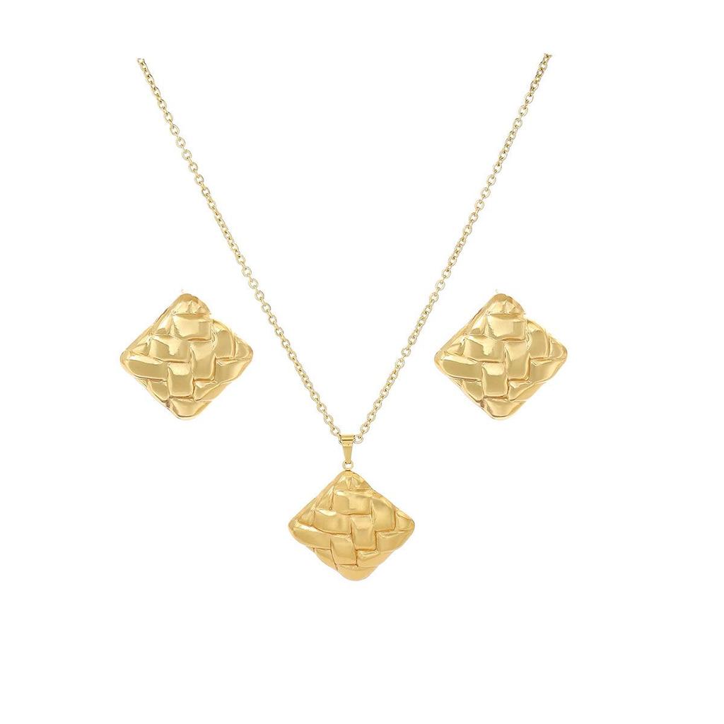 Peach Heart Spiral Tree Leaf Earrings & Necklace Set - Luxury High-End Metal Style Fashion for Women