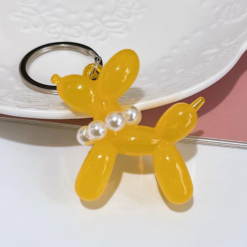 Translucent Candy Pearl Balloon Dog Keychain Pendant