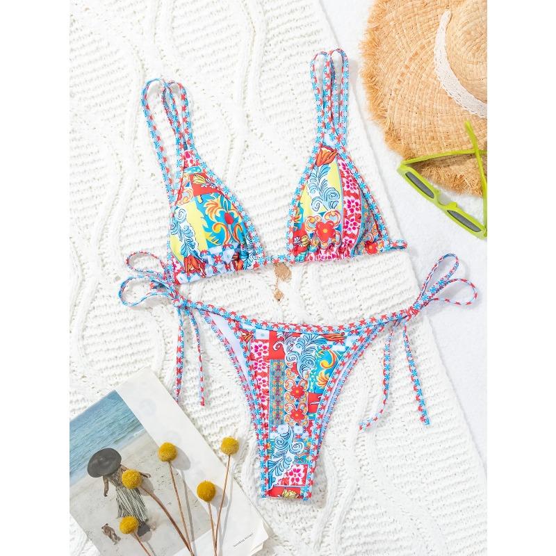 Women's Two Piece Bikini Set 2026 Sexy Triangle Push Up Swimsuit, Floral Print Bathing Suit Beach Swimwear