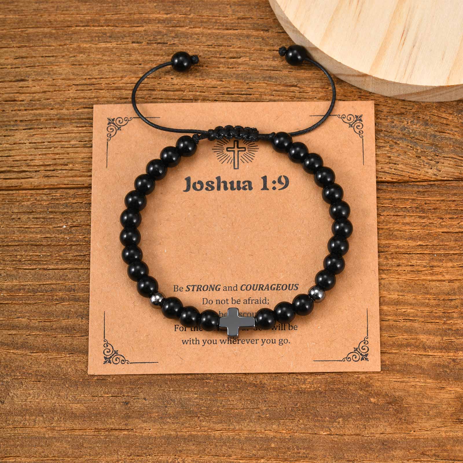 

Multiple Natural Stone Tiger Eye Beads Chain Bracelet, Adjustable Cross Charm Bracelets, Religious Jewelry Easter Daily Gift