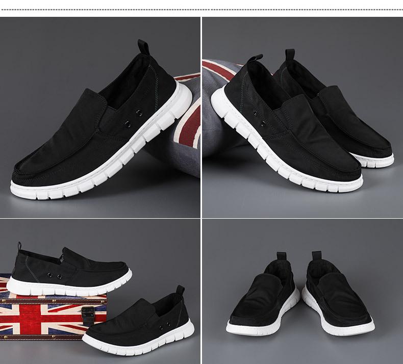 Men's Korean Style Spring Canvas Slip-On Casual Shoes - Breathable, Fashionable, Flat Bottom, Low-Top Board Shoes.
