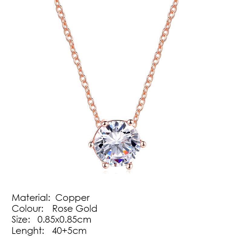 Fashion Crown Pendant Necklace for Women Retro Vintage Classic Rose Gold Cubic Zirconia Chain On Neck Trendy Jewelry N390