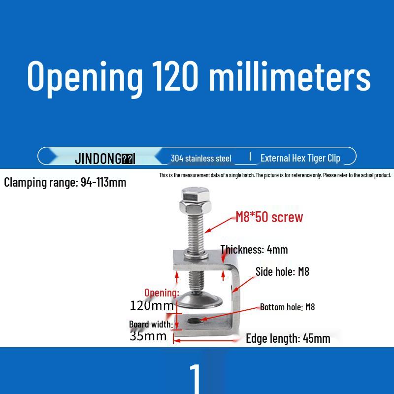 304 Stainless Steel U-Clip Pipe Fixture with Hand-Tightened Eyebolt
