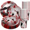 10Pcs Cup  Plate Bloodstain Paper Plate Cup Set Haunted House Props  Happy Halloween