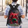 3 pièces Sac à dos Imprimé Flamme de Football Léger Quotidien Grande Capacité Sac d'École Sac de Voyage avec Sac à Bandoulière Trousse à Crayons Cadeau