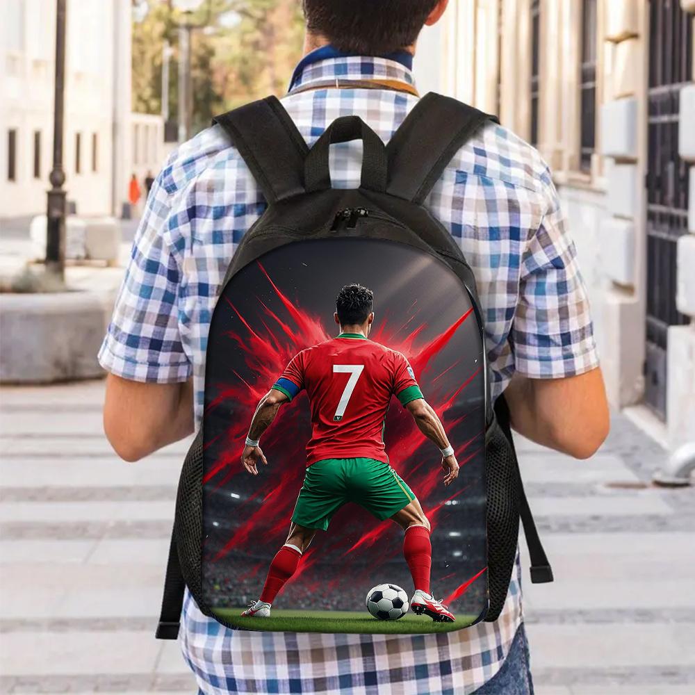 3 pièces Sac à dos Imprimé Flamme de Football Léger Quotidien Grande Capacité Sac d'École Sac de Voyage avec Sac à Bandoulière Trousse à Crayons Cadeau