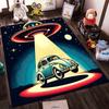 Vintage UFO Alien Abduction Scene Carpet with Retro Car Design Suitable for Use As an Anti-slip for Living Room Bedroom Sofas