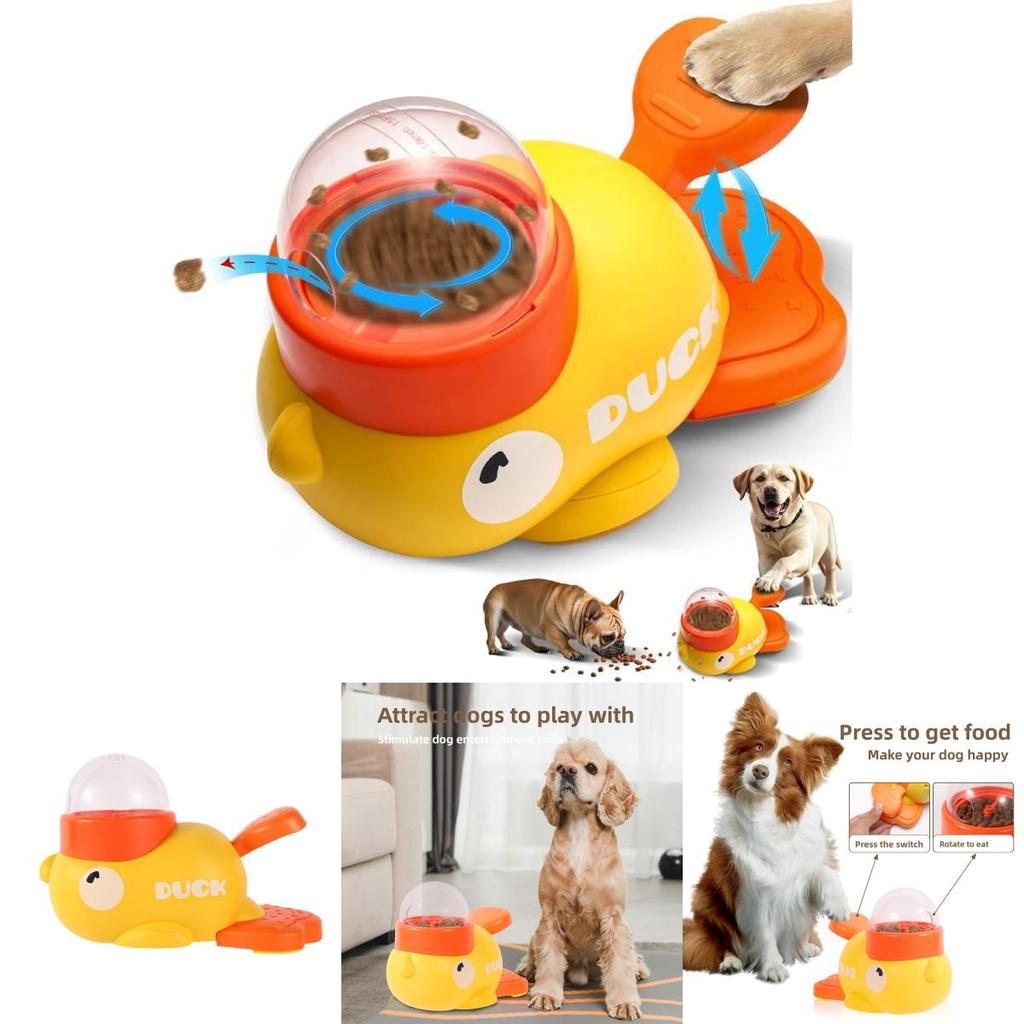 Yellow Pet Food Dispenser And Interactive Toy For Cats And Dogs With Abs Construction