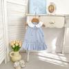 Summer Girls Striped Sleeveless Dress College Bowknot Embroidered Bubble Vest Dress For Baby Toddler