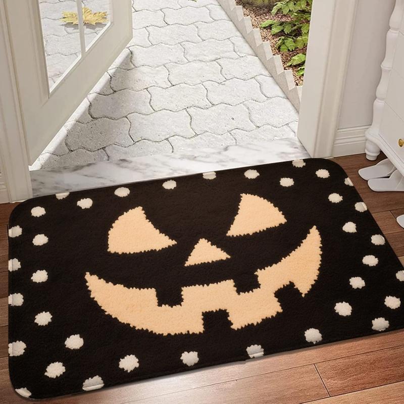 Pumpkin themed pattern, entrance mat, water absorbing foot mat, shower room, small carpet, anti slip mat, machine washable