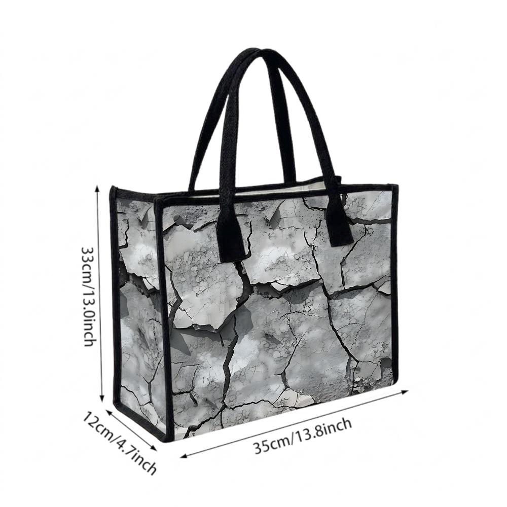 Stylish Cracked Pattern Tote Bag Casual Large Capacity Daily Handbag