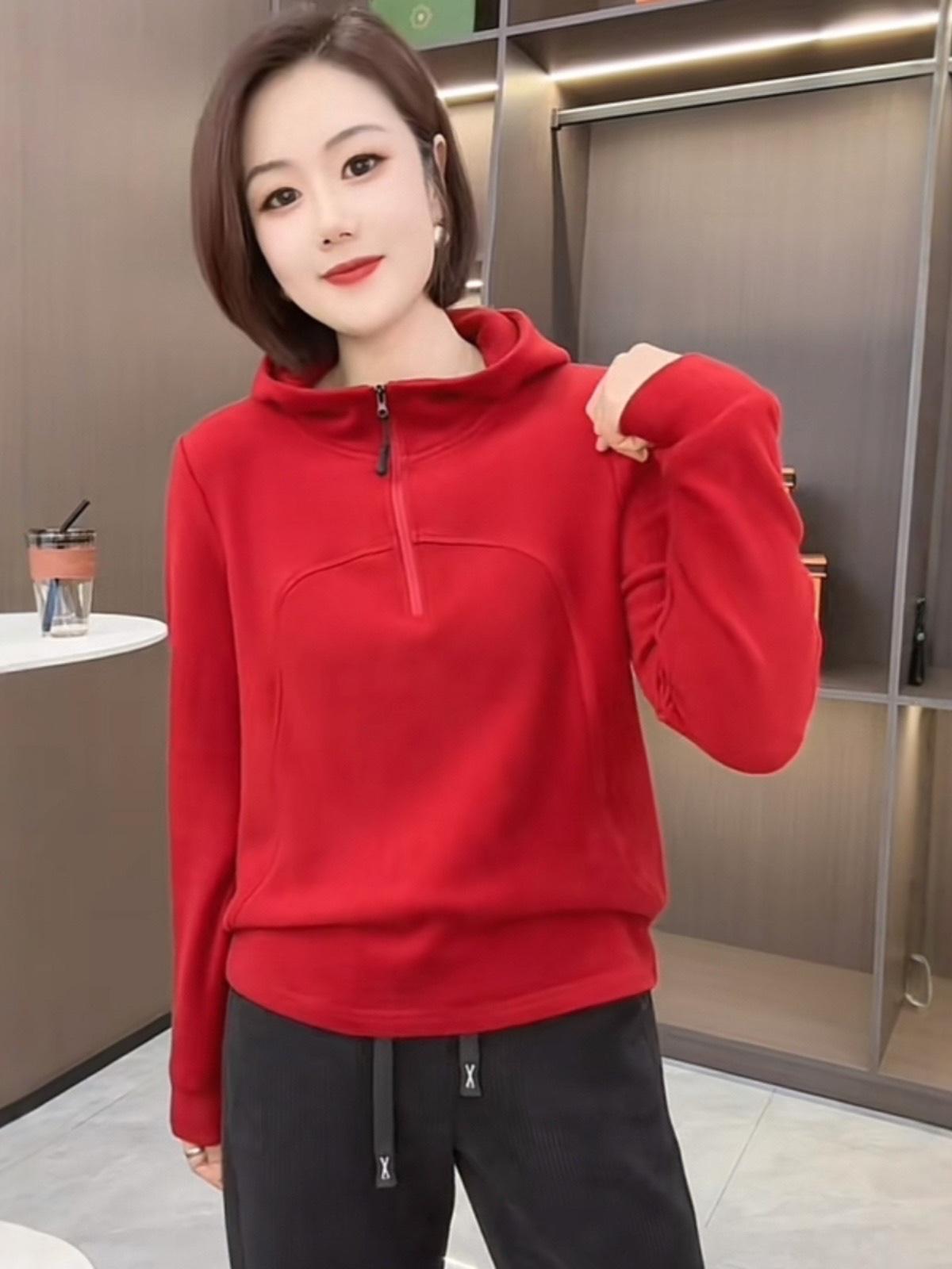 

Трендовое женское укороченное худи на молнии до середины - Коллекция Весна 2025 XL красный