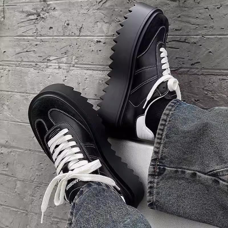 Fashion Men Thick-soled Casual Sports Shoes High-end Matte Big-headed Derby Shoes High Quality Platform British Casual Leather Men Shoes
