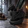 Detailed Sculpture Pen Stand 3D Printed Gothic Dragon Holder, Coiled Figurine Stationery Cup, Office Decor Fantasy Desk Organizer, Halloween Tabletop