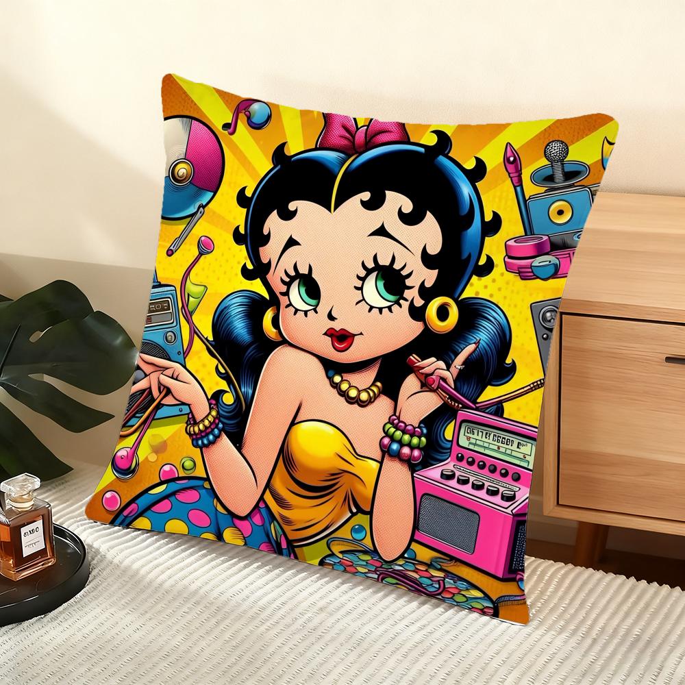 B-Betty B-Boop Cushion Cover Soft Short Plush Pillow Cover Smooth Cozy Texture Aesthetic Cushion Case Home Decor