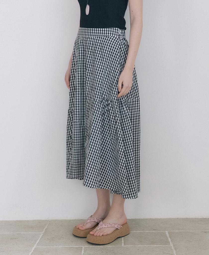 Raphael Sorob Check Shirred Skirt