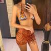 New Tiger Printed With Skirt Halter Bikini Women Swimwear Female Swimsuit Three-pieces Bikini set Bather Bathing Suit Swim