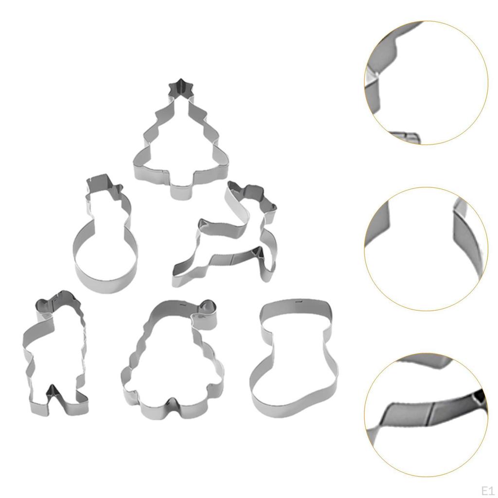 6 Pieces Christmas Cookie Cutter DIY Baking Pastry for Soft Fruits Egg Bread