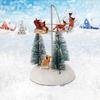 Animated Christmas Village Flying Sleigh with Rotating Santa Figurines Musical Light-Up Holiday Decorations Accessory