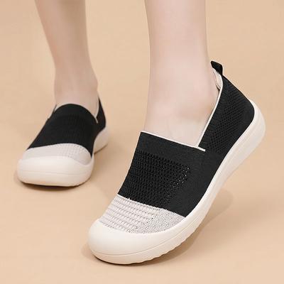 Summer Breathable Fly-woven Mesh Shoes One Pedal Middle-aged Mother Walking Shoes Color Matching Soft Sole Lazy Leisure