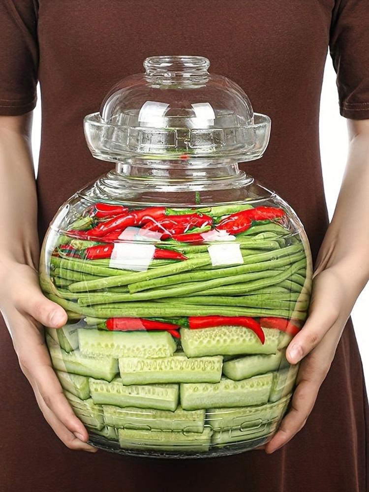 

Традиционный набор для ферментации Крок с гидрозатвором, банка для солений, кимчи, квашеной капусты, виноделия, комбучи прозрачный