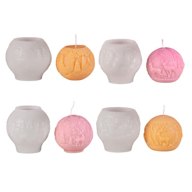 4Pcs Christmas Theme Candle Molds for Candle Soap Plaster Decoration Room Ornaments Christmas Decoration Resin Craft