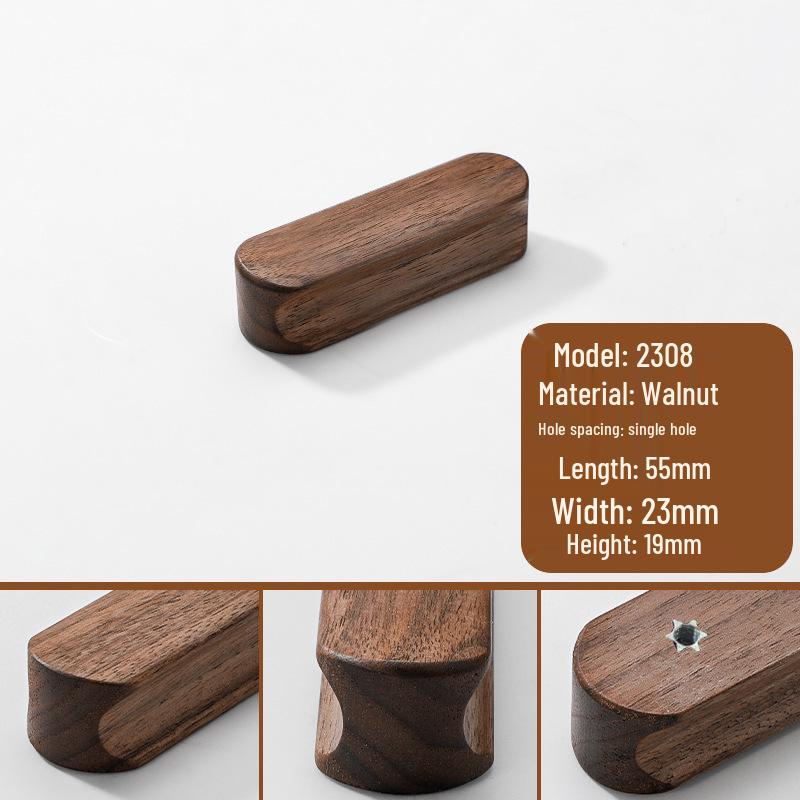 Japanese Minimalist Walnut Handle Solid Wood Cabinet and Wardrobe Drawer Handle
