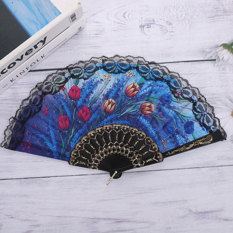 1Pc Plastic Folding Flower Crafts Floral Hand Dancing Spanish Style Wedding Party Decoration Lace Fan