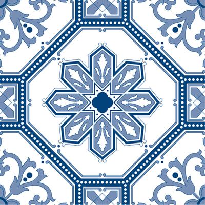 Poromoro Portuguese Spanish Azulejo Tile Stickers Peel and Stick Kitchen Bathroom Mosaic Tile Stickers Set of 16 & (5.9,29)