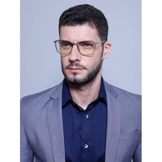 Intellilens Square Blaulichtfilter-Computerbrille zum Augenschutz mit Linsenreinigerlösung für Brillen | Blaulichtfilterbrille | (55-17-145)