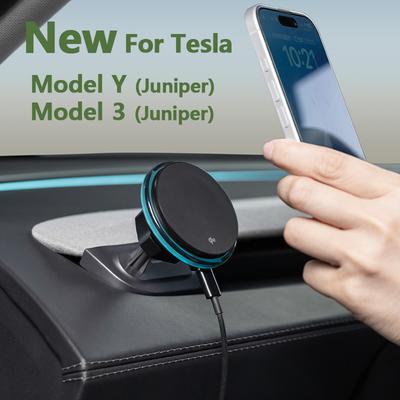 New For Tesla Model 3Highland/ Y Juniper Phone Holder Magnetic OBD Car Mount Adjustable Air Vent Clip 15W Fast Charging Wireless
