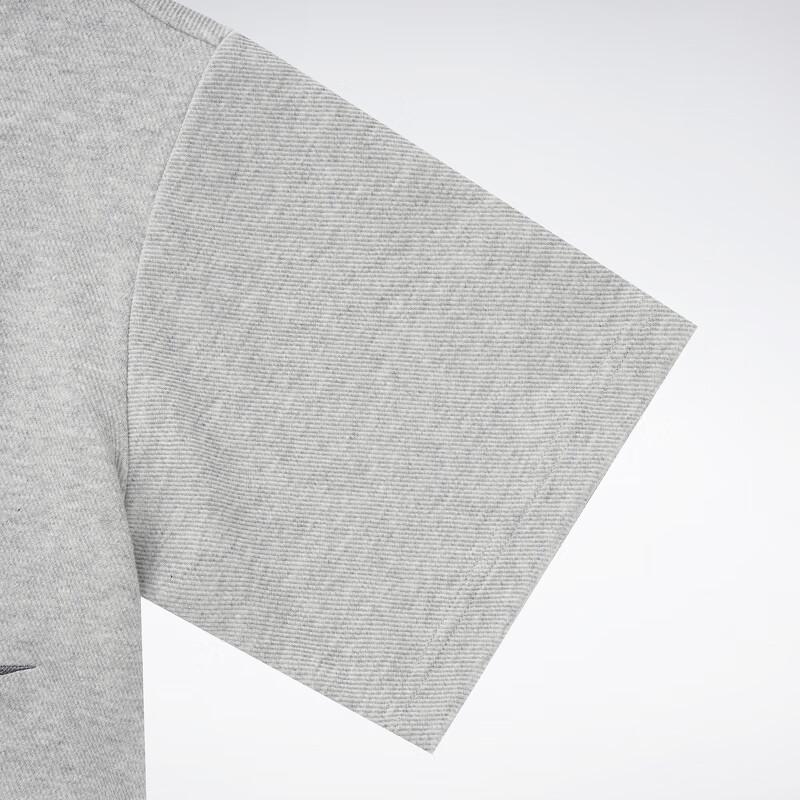 Reebok Beats Cropped Tee Series Solid Color Short Drawstring Loose Short Sleeve Drop Shoulder T-Shirt Women Tops Gray 23RCS418WGG3