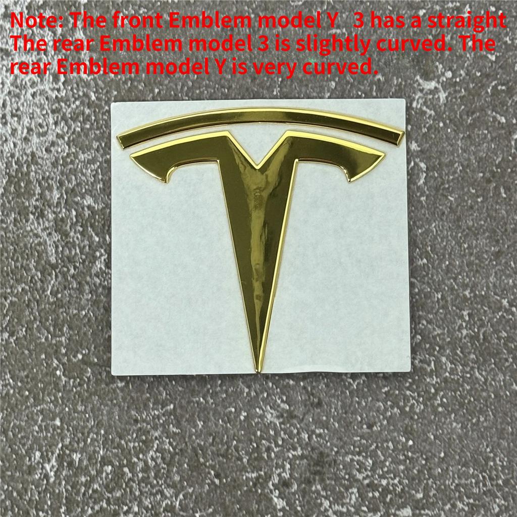 For Tesla Model 3 Mode Y Zinc Alloy Car Front Hood Logo Sticker Styling Auto Body Rear Trunk Emblem with Radian Accessories