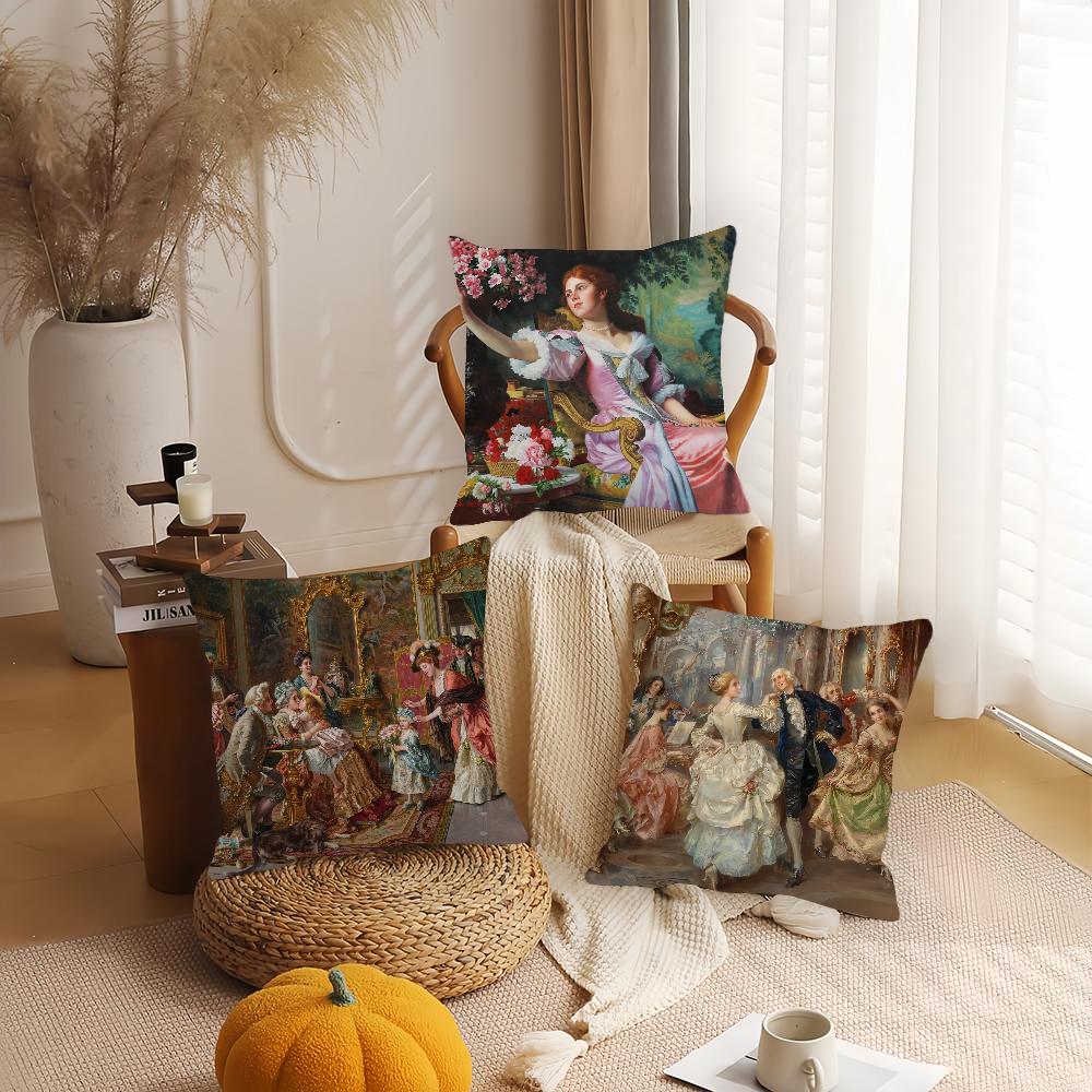 European Victorian Royal Court Ladies Pillow Case Bedroom Sofa Living Room Backrest Decoration Square Cushion Nap Time