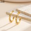 Effie Queen Stainless Steel 18k Gold Geometric Zirconia Stud Earrings Simple Jewelry for Women Birthdays Anniversary Gift STKE18