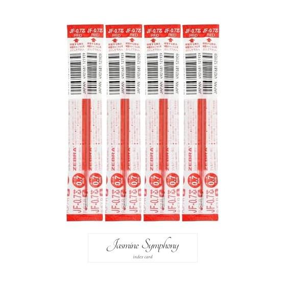 Gel Ballpoint Pen Sarasa Clip Refill 0.7mm [Red (RJF7 -R) x 4, Original Index Card 1] Sarasa Clip 0.7mm red refill rjf7 -r refill